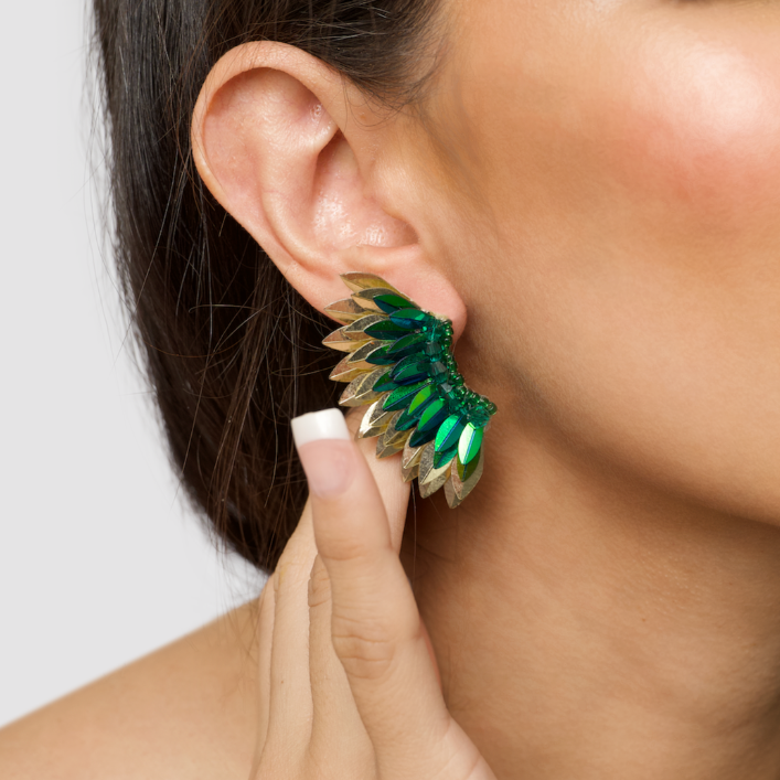 Small Wing Earrings-Green Gold – view 3