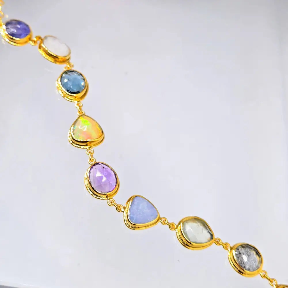 Chasing Rainbows -7’’-9’’ Gemstone Station Bracelet - Bracelets