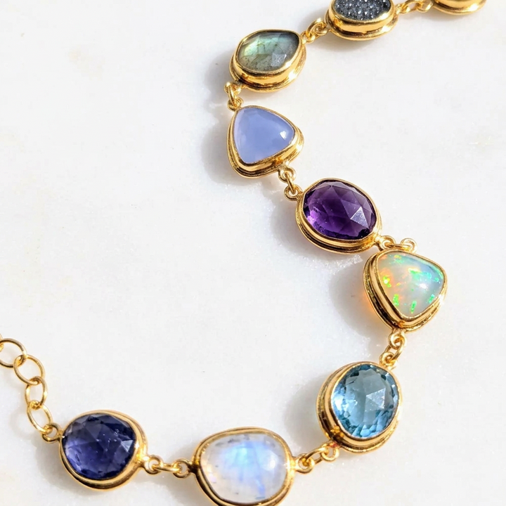 "Chasing Rainbows" -7"-9" Gemstone Station Bracelet
