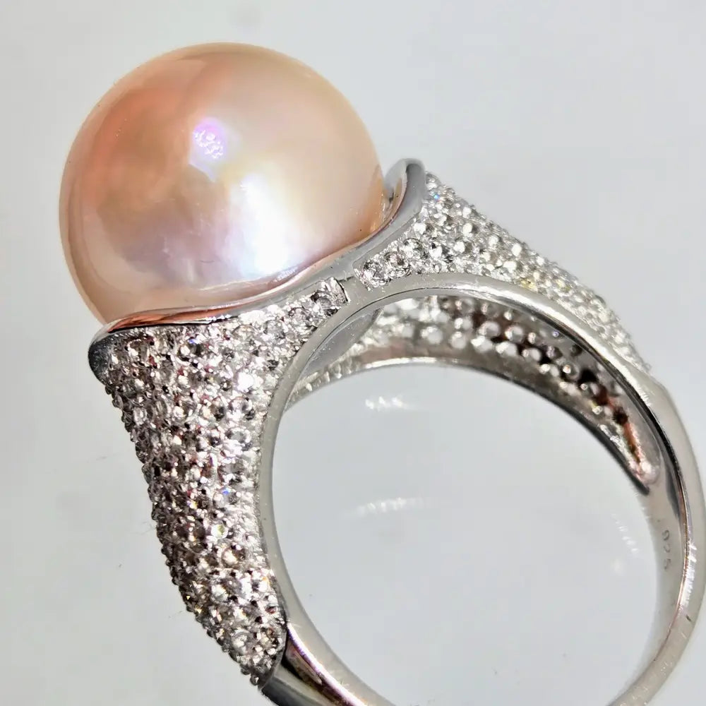 ?CLassic Cocktail Ring’ Sz 8 Ring - Edison Pearl Topaz Anti-tarnish Sterling