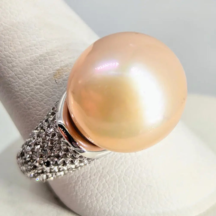 ?CLassic Cocktail Ring’ Sz 8 Ring - Edison Pearl Topaz Anti-tarnish Sterling