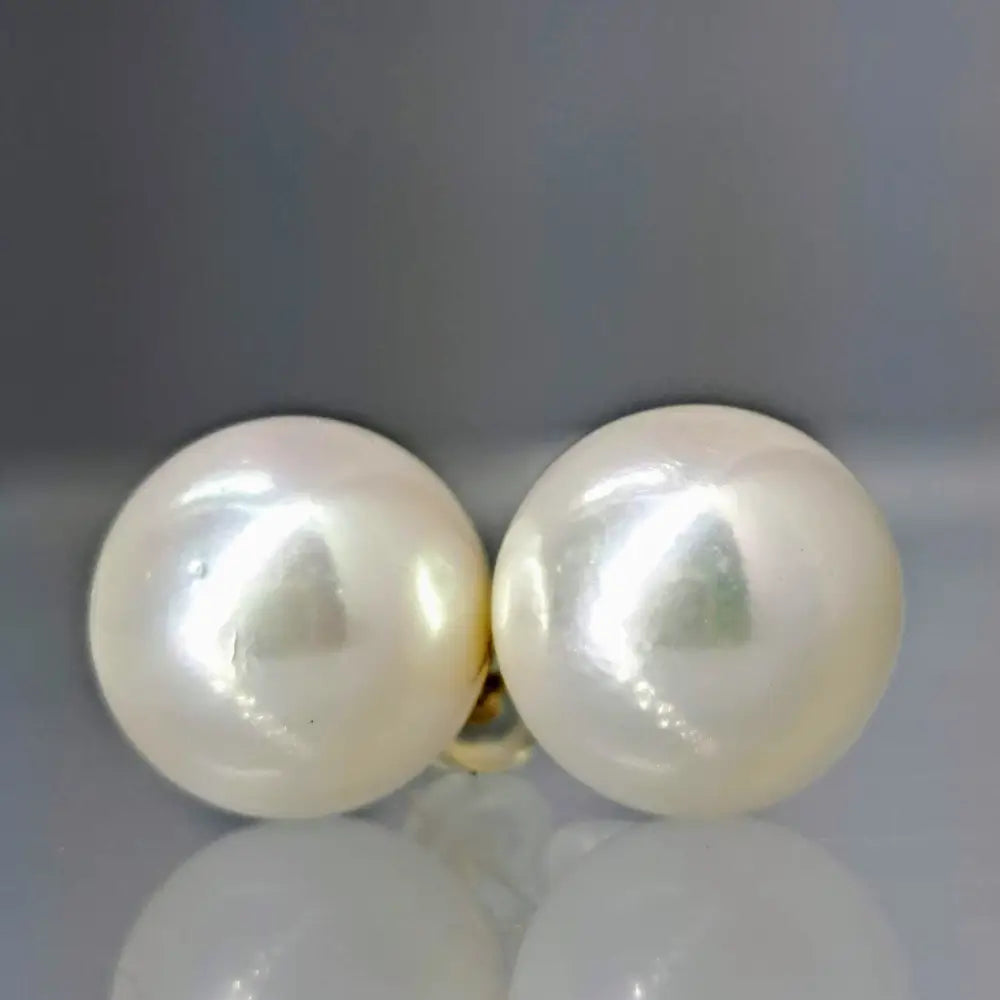 Outlet ?Classic Pearl Studs’ Earrings - Aaa South Sea Pearls 14k Gold - 13mm Studs White Round Posts Grade