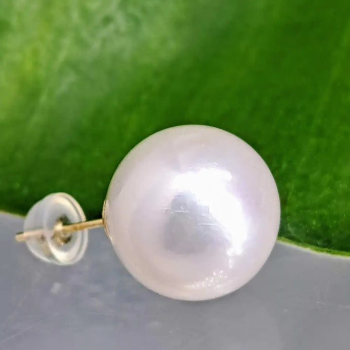 Outlet ?Classic Pearl Studs’ Earrings - Aaa South Sea Pearls 14k Gold - 13mm Studs White Round Posts Grade