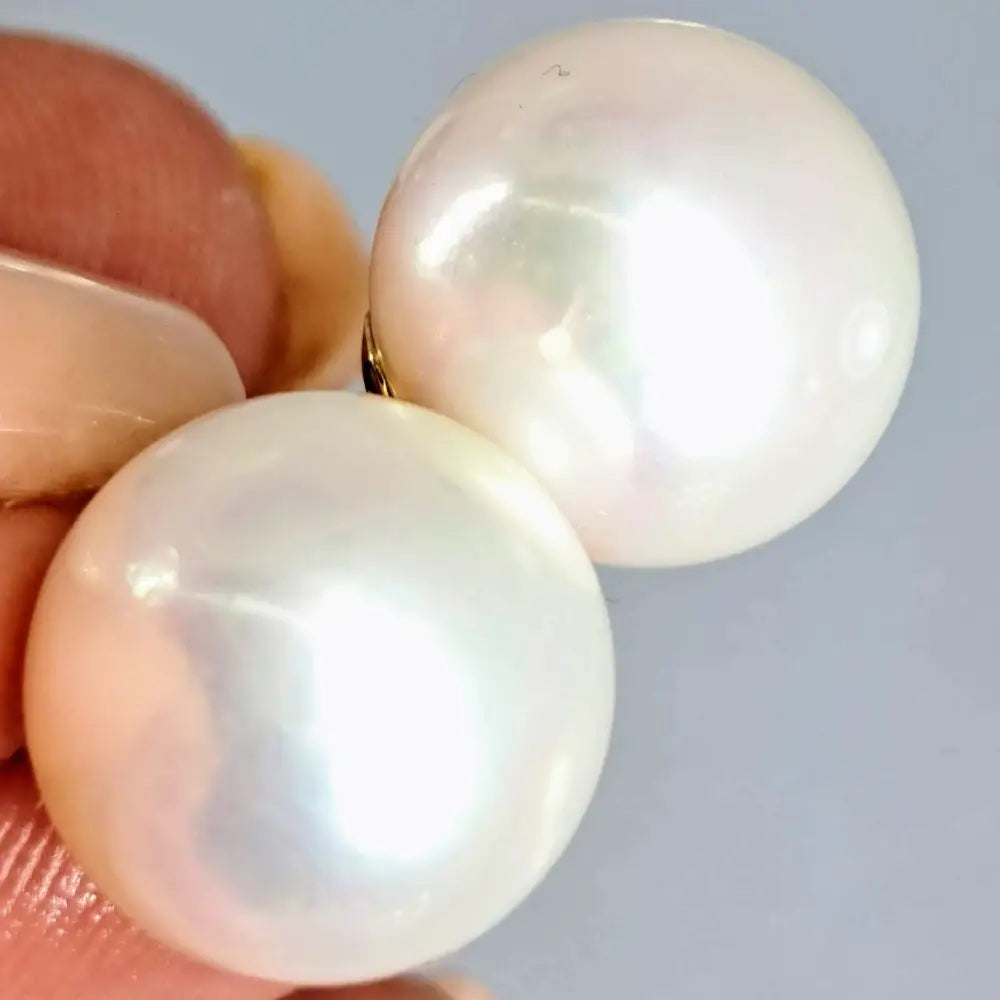 Outlet ?Classic Pearl Studs’ Earrings - Aaa South Sea Pearls 14k Gold - 13mm Studs White Round Posts Grade