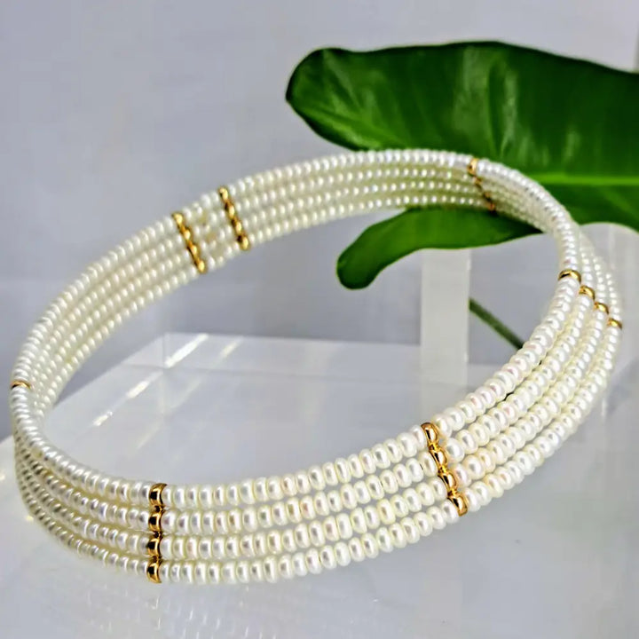 ?COllar me Beautiful’ 16’’ Necklace - Pearls 14k Gold