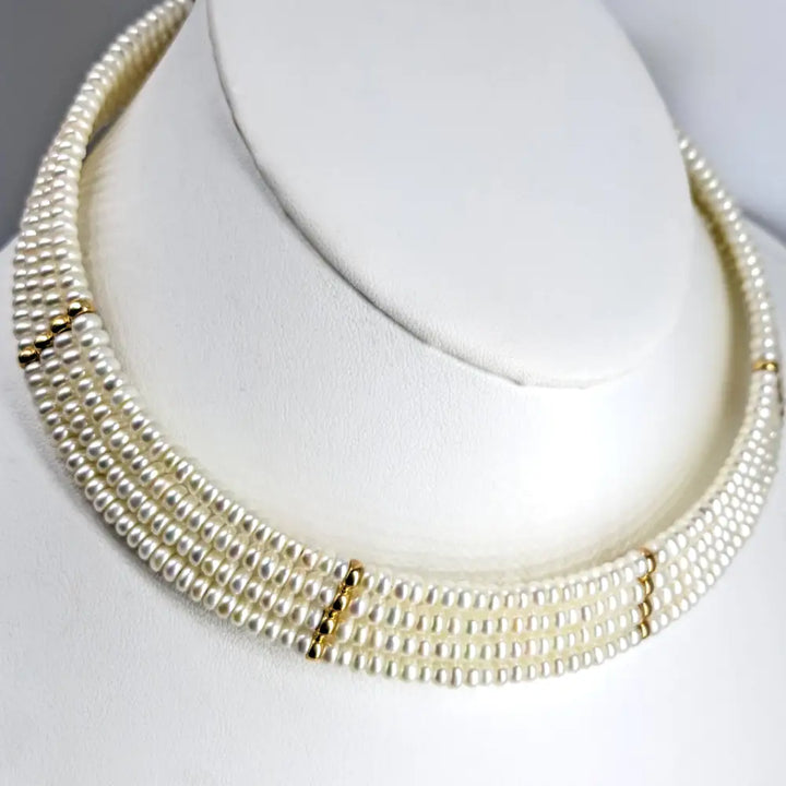 ?COllar me Beautiful’ 16’’ Necklace - Pearls 14k Gold