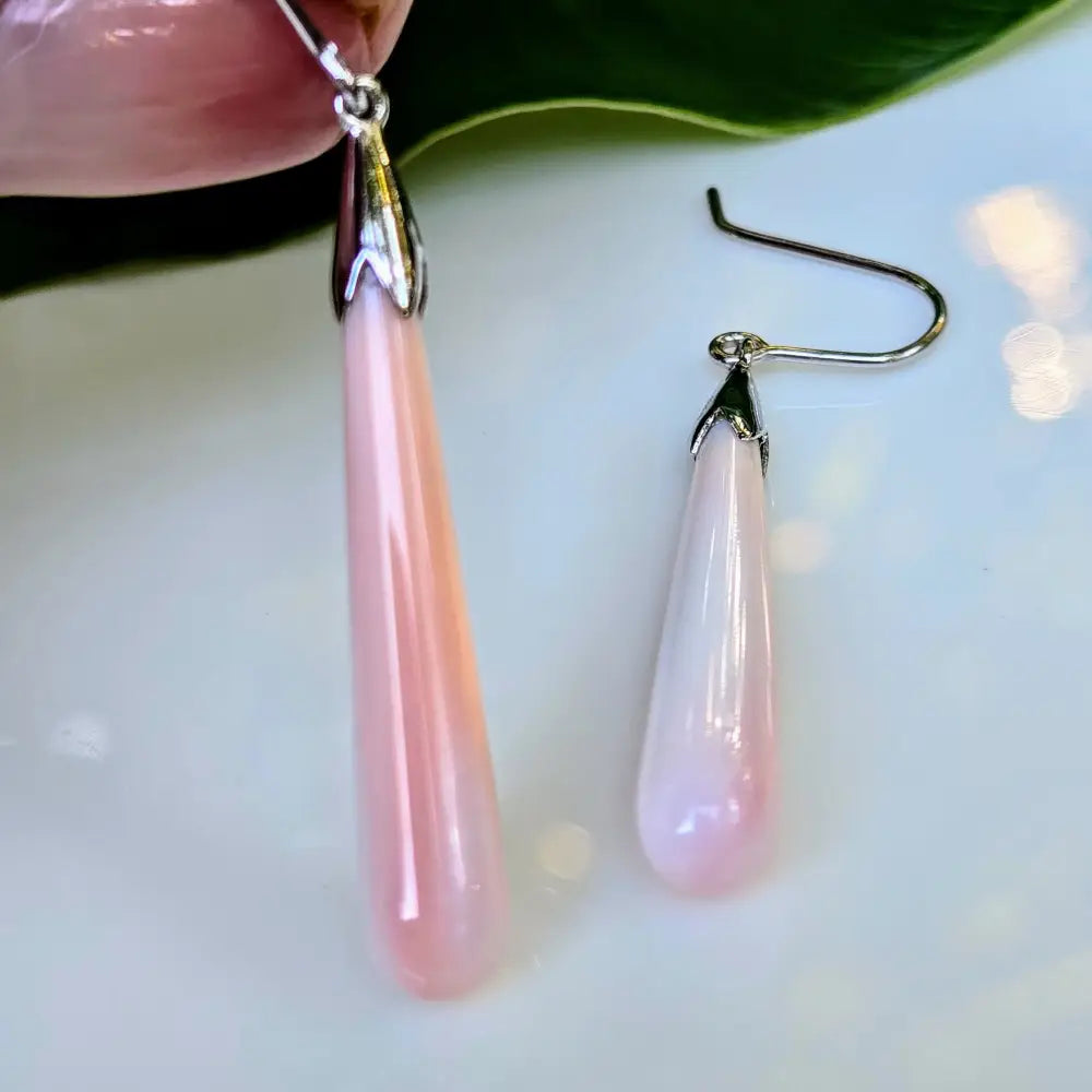 ?COnch Drop’ Earrings - Carved Conch Shell Anti-tarnish Sterling - 1.75 Inch