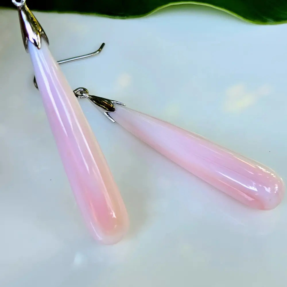 ?COnch Drop’ Earrings - Carved Conch Shell Anti-tarnish Sterling - 2.5 Inch