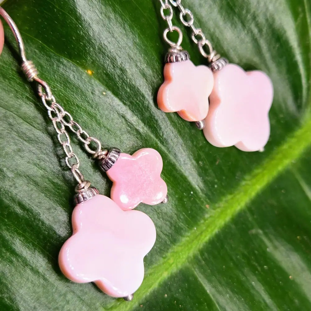 ?COnch Quatrefoils’ 1.75’’ Earrings - Carved Conch Shell Sterling