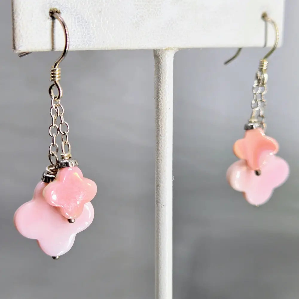 ?COnch Quatrefoils’ 1.75’’ Earrings - Carved Conch Shell Sterling