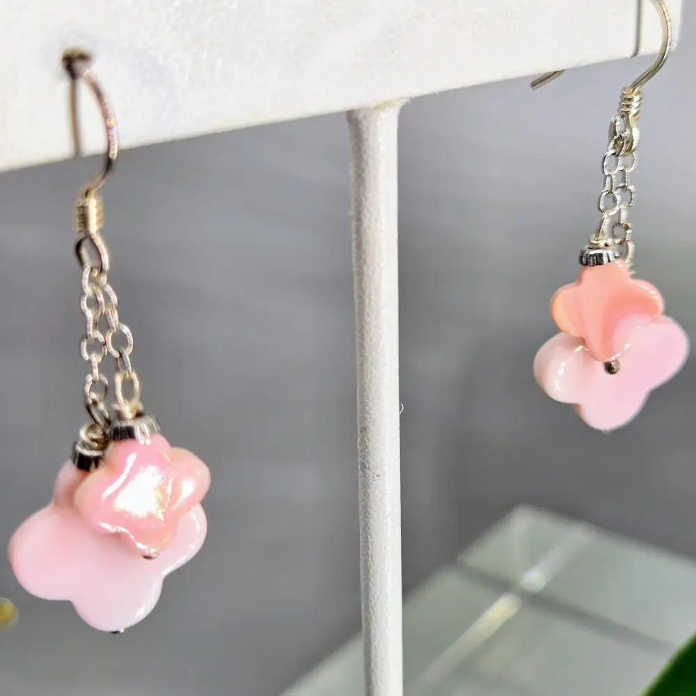 ?COnch Quatrefoils’ 1.75’’ Earrings - Carved Conch Shell Sterling