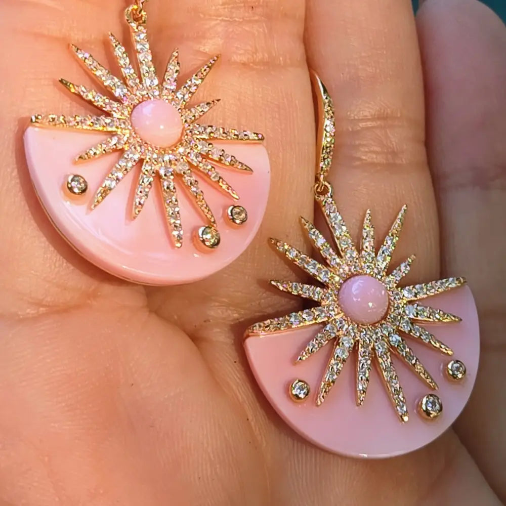 ?COnch Sunshine’ 1.5’’ Earrings - Carved Conch Shell Zircon Anti-tarnish Gold Sterling