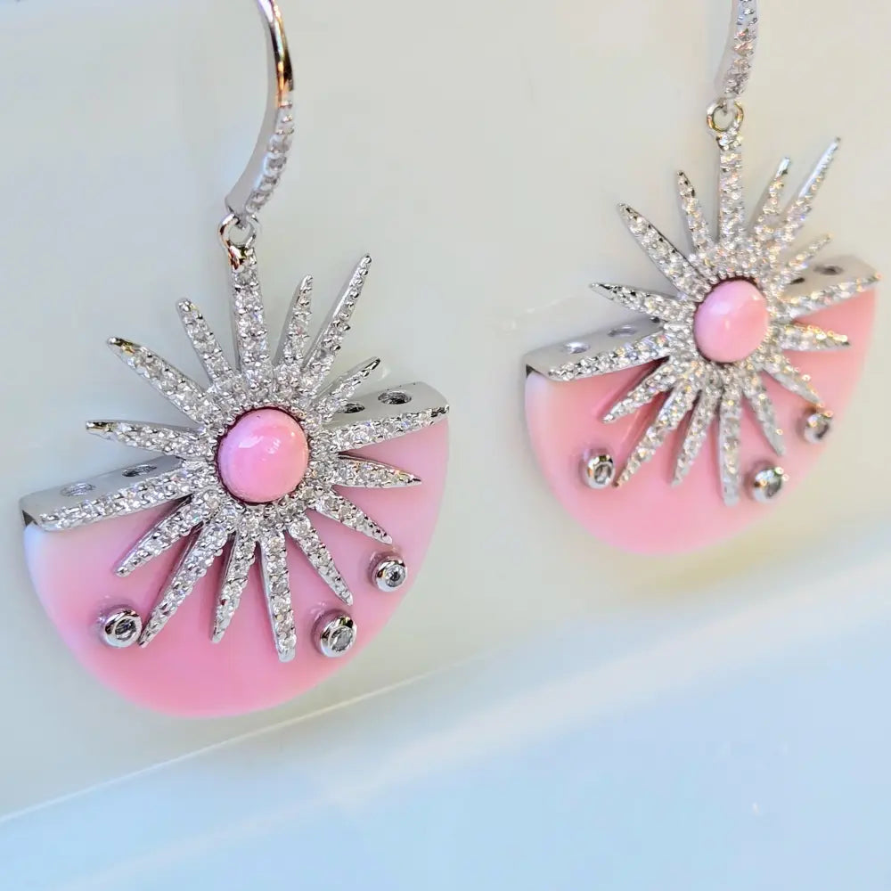 ?COnch Sunshine’ 1.5’’ Earrings - Carved Conch Shell Zircon Anti-tarnish Sterling