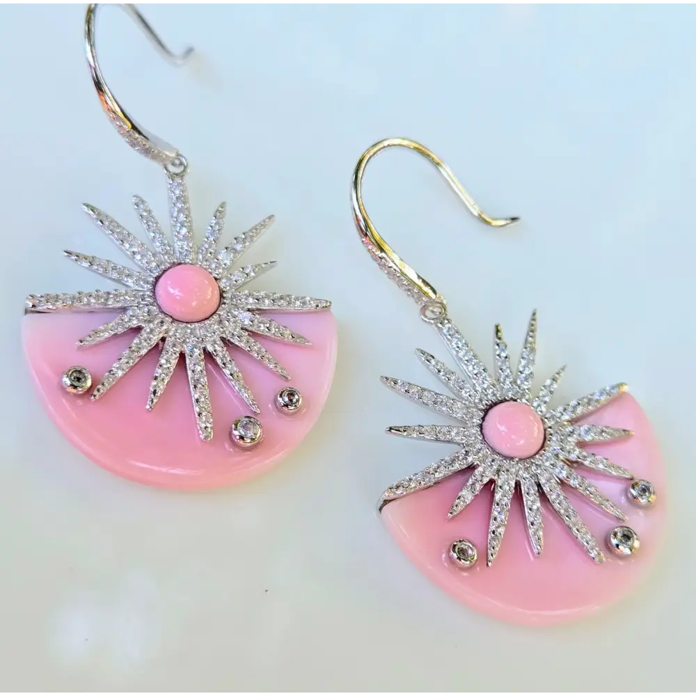 ?COnch Sunshine’ 1.5’’ Earrings - Carved Conch Shell Zircon Anti-tarnish Sterling