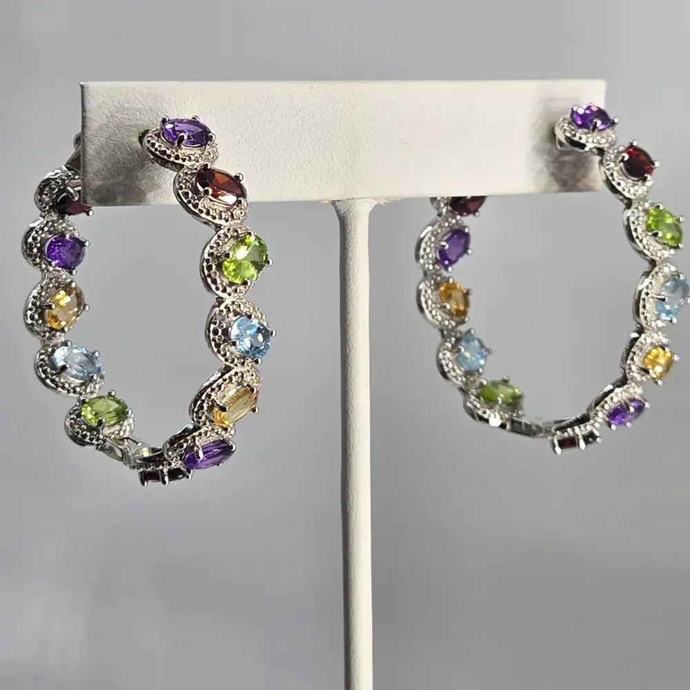 ?COnfetti Hoops’ Multi-gemstone Prong-set Hoop Earrings - Key West Local Luxe