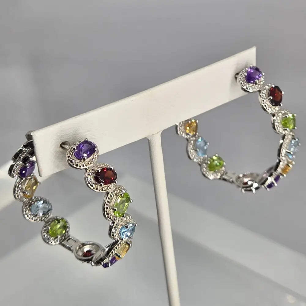 ?COnfetti Hoops’ Multi-gemstone Prong-set Hoop Earrings - Key West Local Luxe