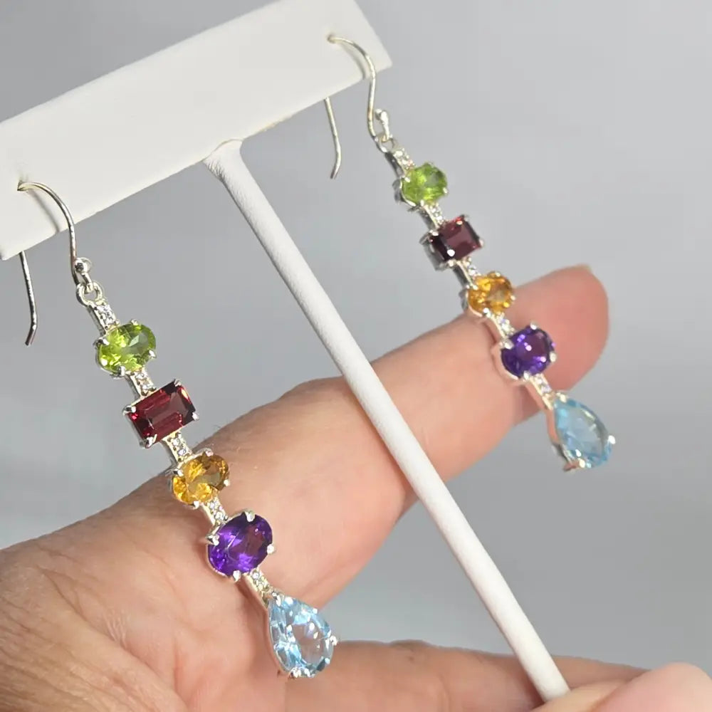 ?COnfetti Streamers’ Multi-gemstone Drop Earrings - Key West Local Luxe