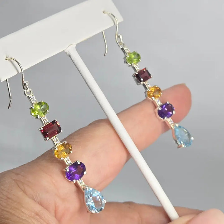 ?COnfetti Streamers’ Multi-gemstone Drop Earrings - Key West Local Luxe
