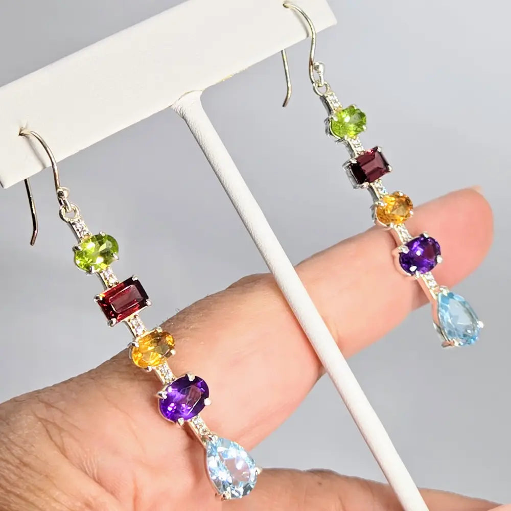 ?COnfetti Streamers’ Multi-gemstone Drop Earrings - Key West Local Luxe