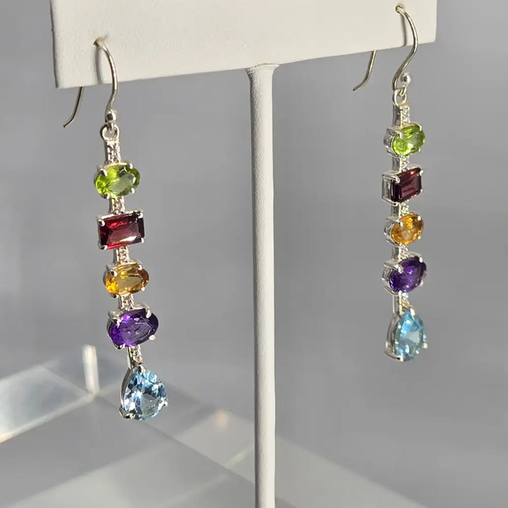 ?COnfetti Streamers’ Multi-gemstone Drop Earrings - Key West Local Luxe