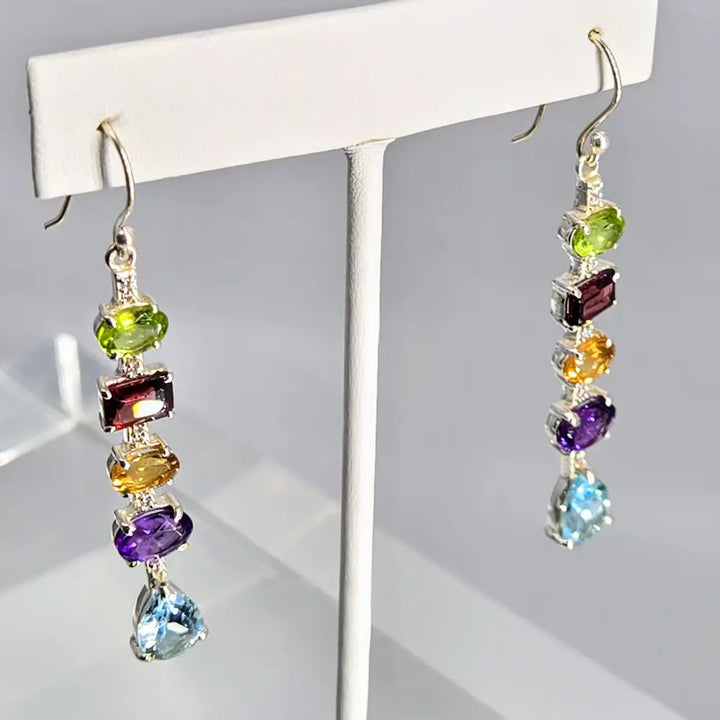 ?COnfetti Streamers’ Multi-gemstone Drop Earrings - Key West Local Luxe
