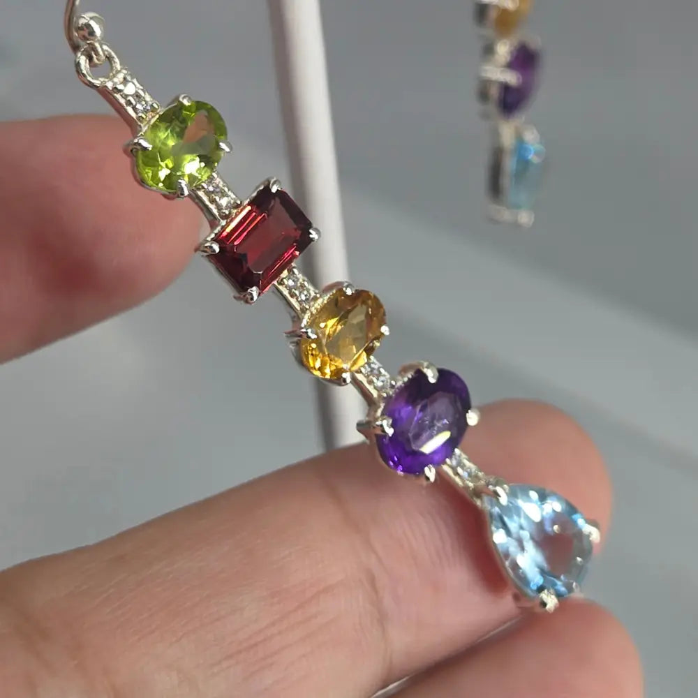 ?COnfetti Streamers’ Multi-gemstone Drop Earrings - Key West Local Luxe