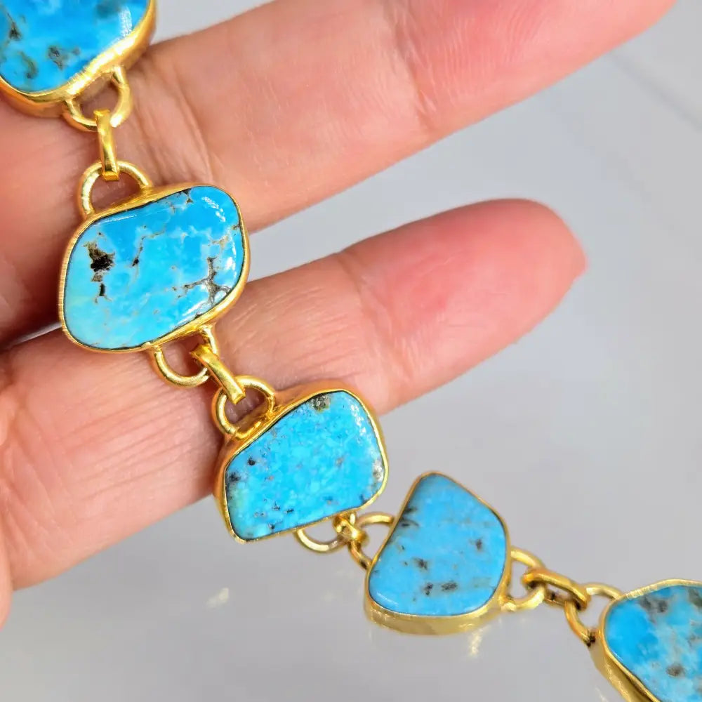 ?COol Waters’ 6-8’’ Bracelet - Persian Turquoise 18k Gold Over Sterling