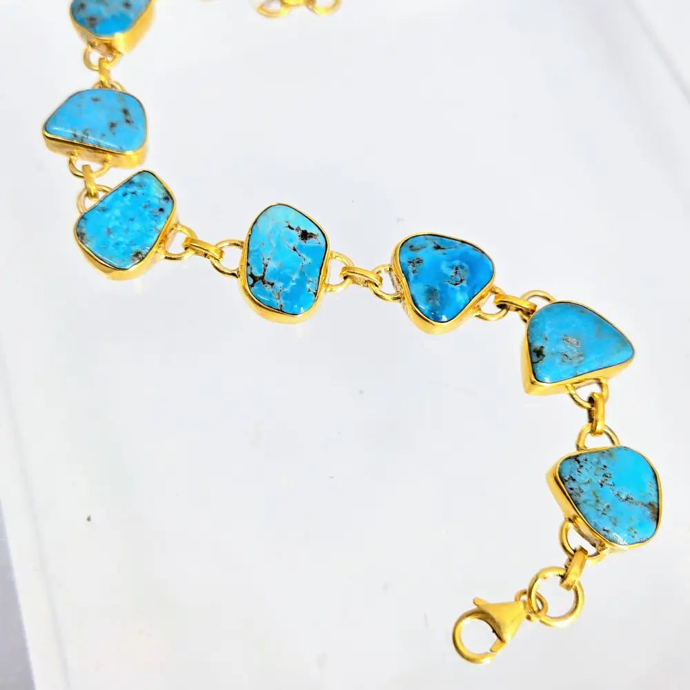 ?COol Waters’ 6-8’’ Bracelet - Persian Turquoise 18k Gold Over Sterling