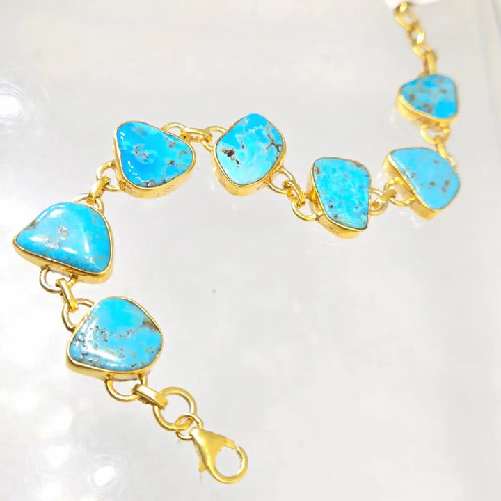 ?COol Waters’ 6-8’’ Bracelet - Persian Turquoise 18k Gold Over Sterling