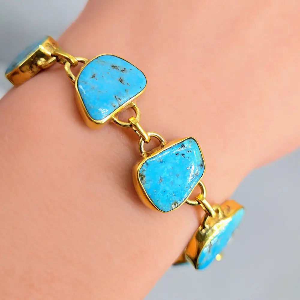 ?COol Waters’ 6-8’’ Bracelet - Persian Turquoise 18k Gold Over Sterling