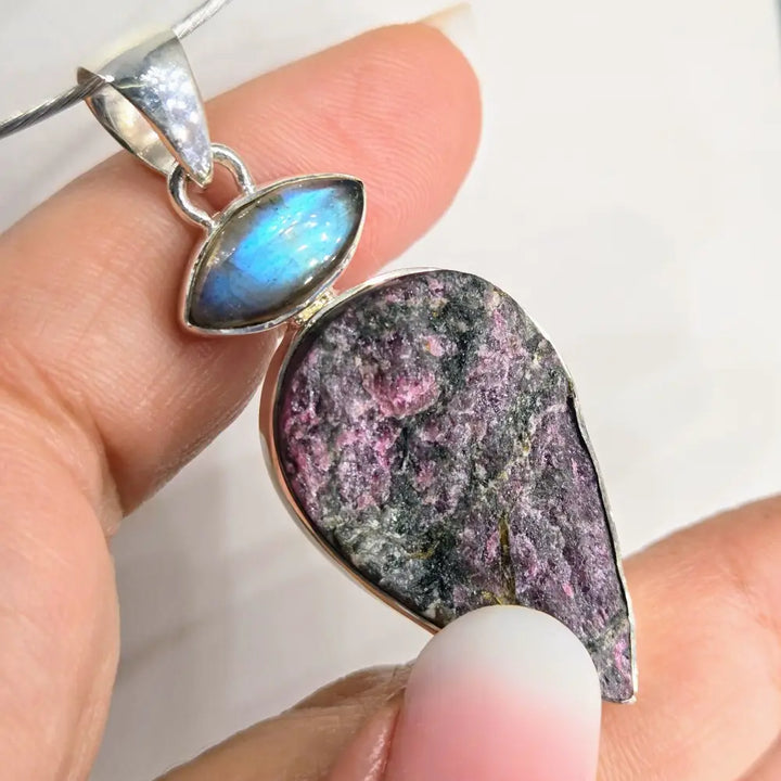 ?COsmic Cake’ 2’’ Pendant – Eudialite Labradorite Sterling
