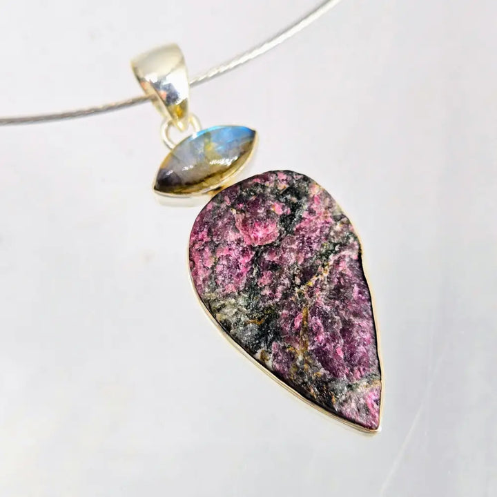 ?COsmic Cake’ 2’’ Pendant – Eudialite Labradorite Sterling