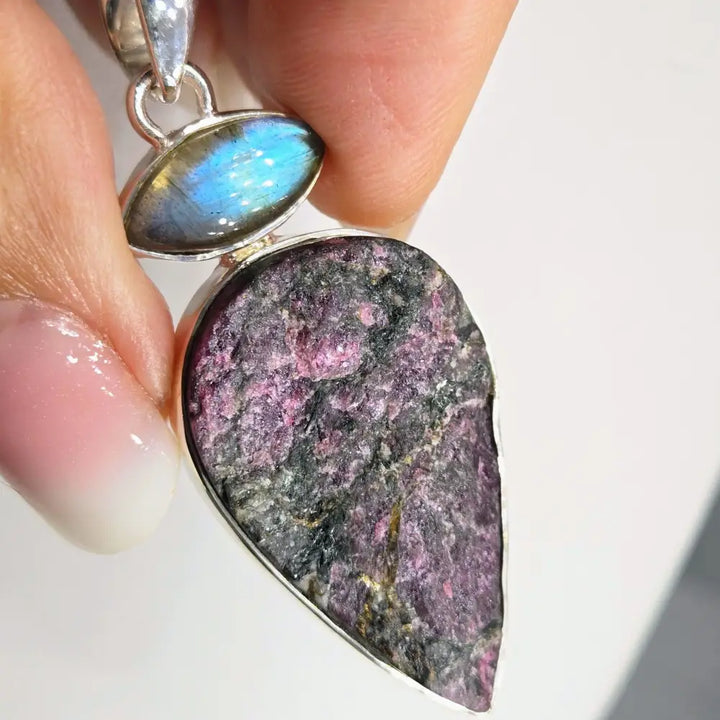 ?COsmic Cake’ 2’’ Pendant – Eudialite Labradorite Sterling