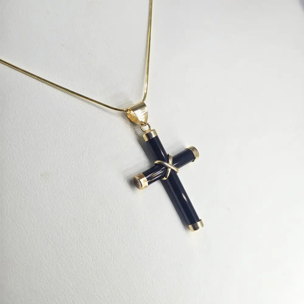 ?CRuz Negra’ Carved Black Onyx Cross Necklace - Key West Local Luxe