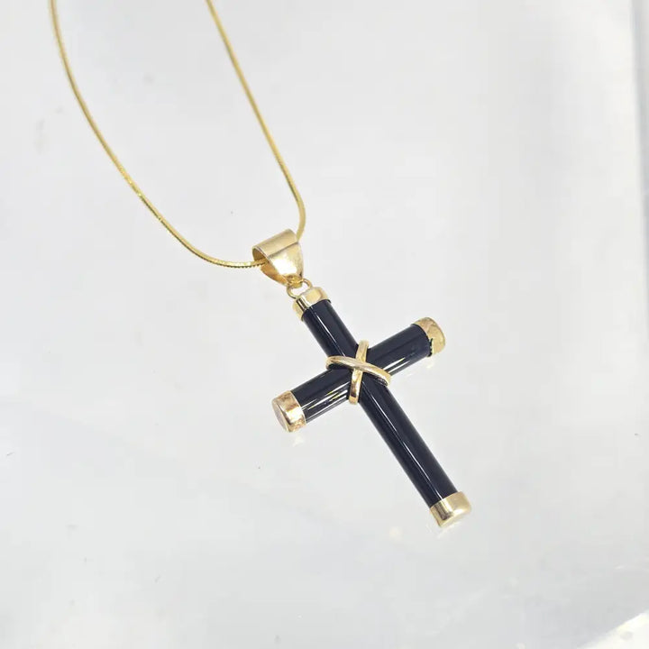 ?CRuz Negra’ Carved Black Onyx Cross Necklace - Key West Local Luxe