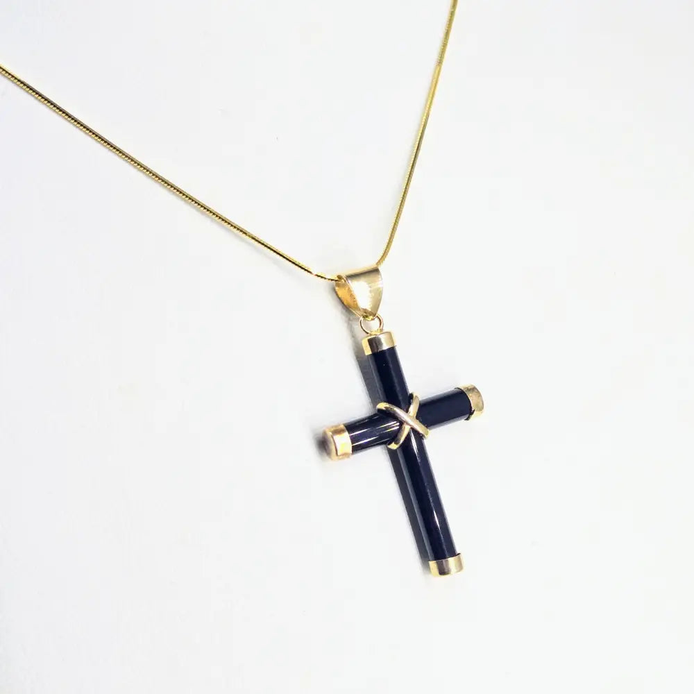 ?CRuz Negra’ Necklace - Carved Black Onyx Cross - Pendant Key West Local Luxe