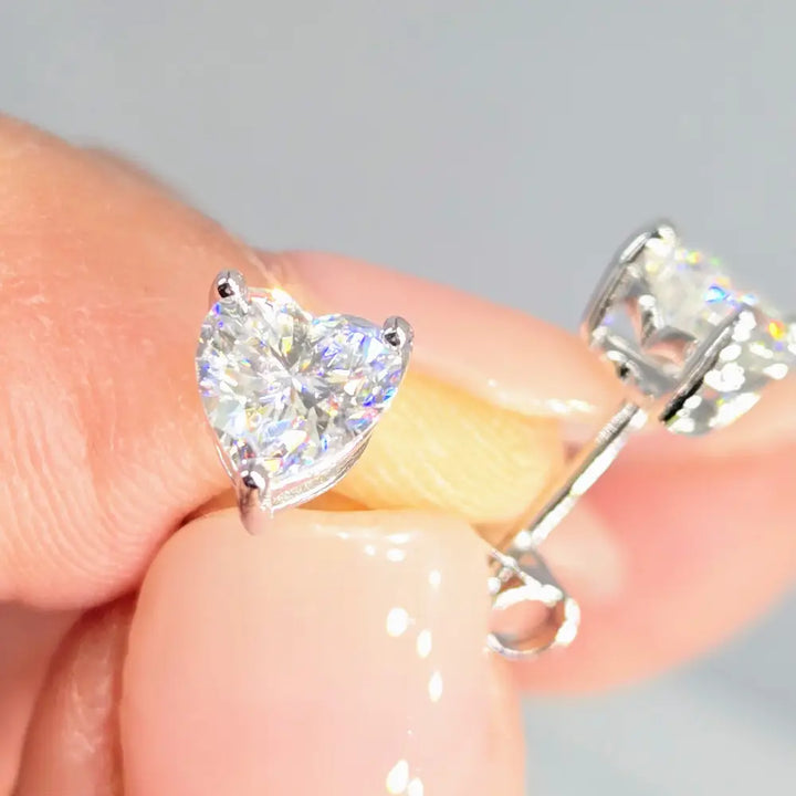 ?CUpid’s Spark’ Moissanite Heart Stud Earrings - Key West Local Luxe