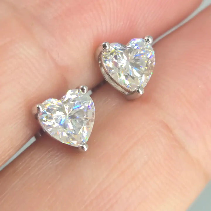 ?CUpid’s Spark’ Moissanite Heart Stud Earrings - Key West Local Luxe