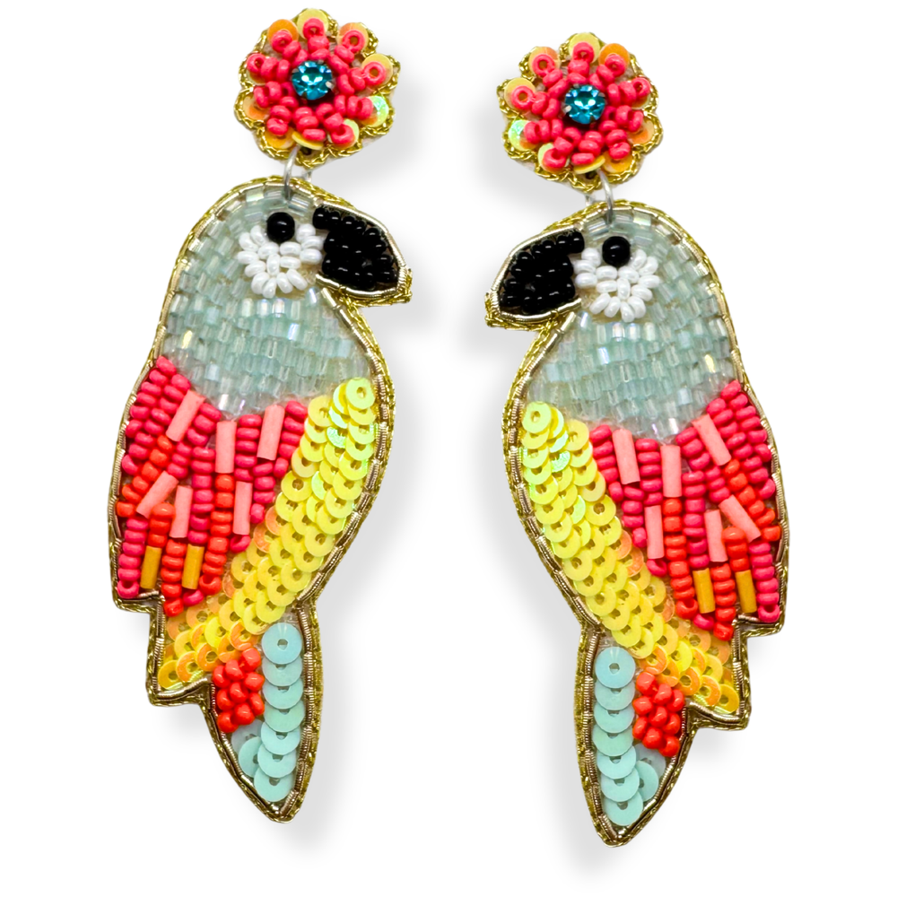 Macaw Parrot Earrings Handcrafted Beaded Jewelry | Key West Local Luxe