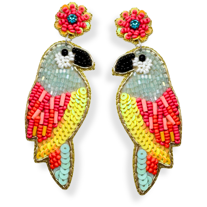 Macaw Parrot Earrings Handcrafted Beaded Jewelry | Key West Local Luxe