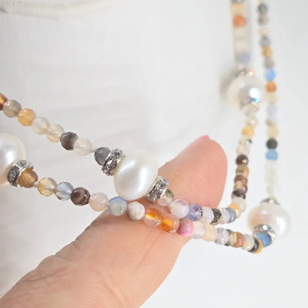 ?DAydream’ 32’’ Necklace - Agate Swarovski Pearls