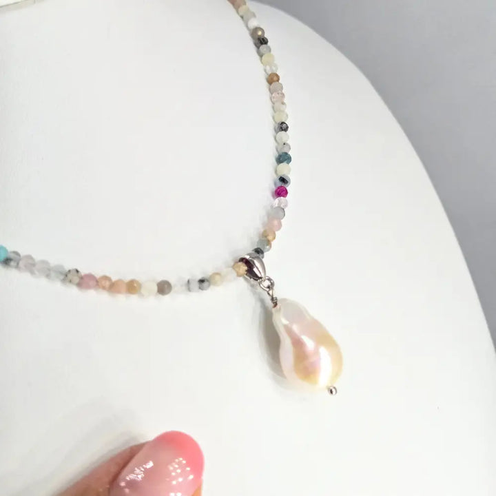?DAydreaming’ 16-18’’ Pendant Necklace - Agate Pearl Anti-tarnish Sterling
