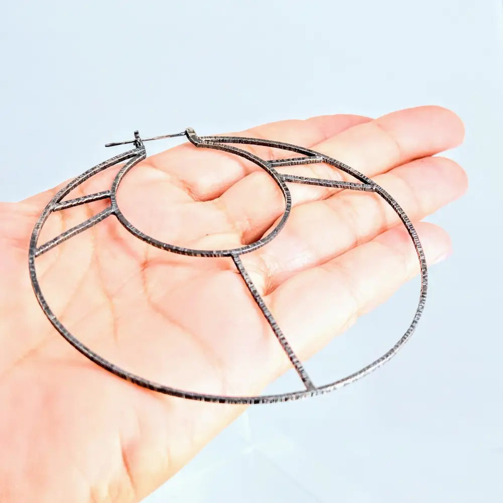 De La Soul 3.5’’ Hoop Earrings Oxidized Textured