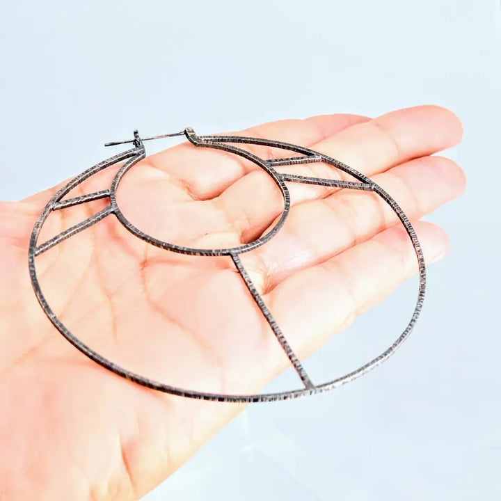 De La Soul 3.5’’ Hoop Earrings Oxidized Textured