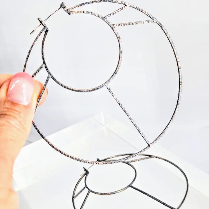 De La Soul 3.5’’ Hoop Earrings Oxidized Textured