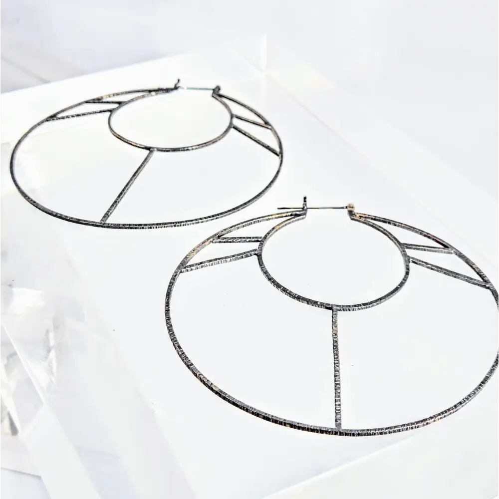 De La Soul 3.5’’ Hoop Earrings Oxidized Textured