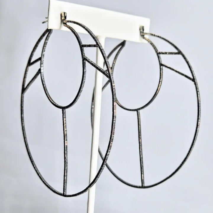 De La Soul 3.5’’ Hoop Earrings Oxidized Textured