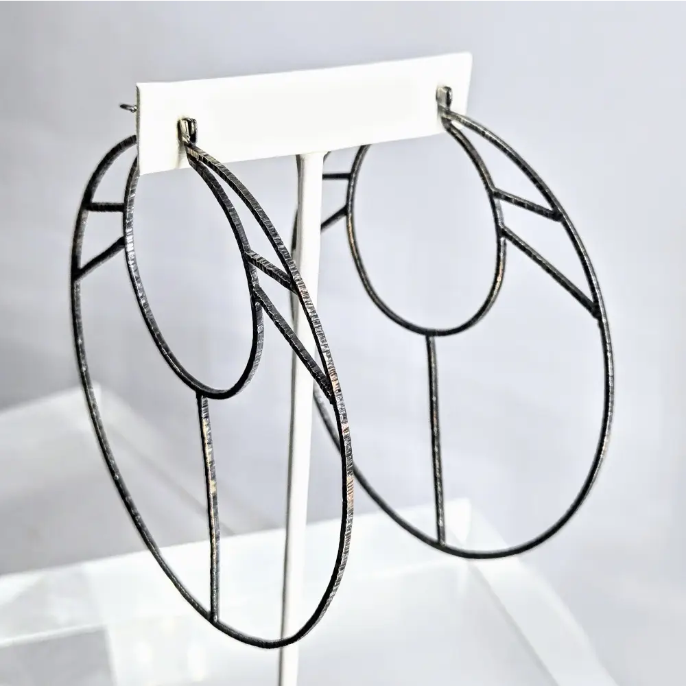 De La Soul 3.5’’ Hoop Earrings Oxidized Textured