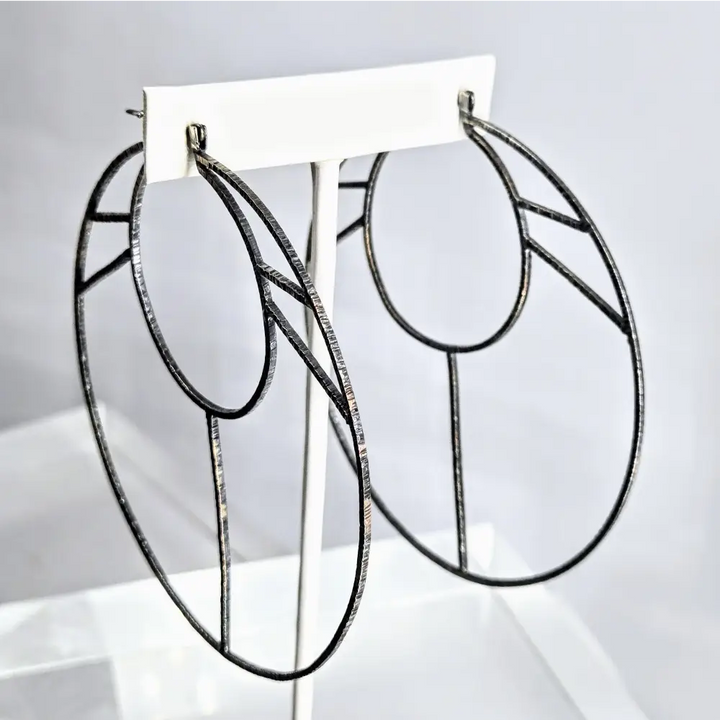 De La Soul 3.5’’ Hoop Earrings Oxidized Textured
