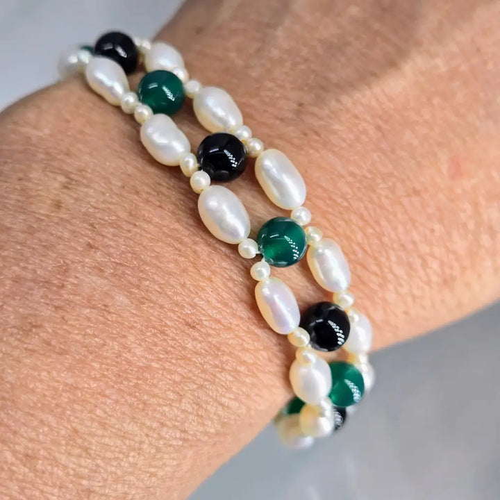 ?DEco Divine’ 7.5’’ Bracelet- Pearls Onyx - Bracelet